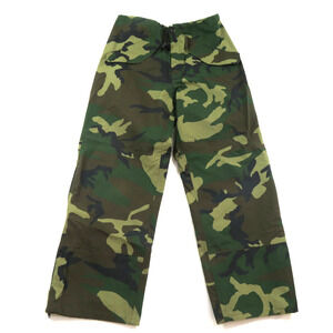 Woodland Camo Pants Military Rain Cold Weather Green Small Regular Vintage